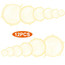 Load image into Gallery viewer, 12 Pcs Silicone Stretch Lids Reusable Airtight Food Wrap Covers Keeping Fresh Seal Bowl Stretchy Wrap Cover Kitchen Cookware
